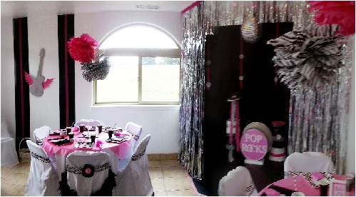 Themed Party Photo showing a themed party with black, pink and white colors.