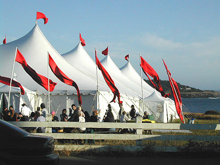 photo of large white tents setup at a special event for the Theater Arts.